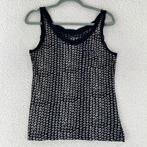 Ann Taylor LOFT Black Circle print‎ Tank Top Womens Pullover Sleeveless Size S